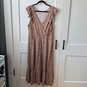 Floral Ruffle Sleeve Reversible Maxi Dress